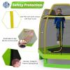 GYMAX 7FT Trampoline for Kids, Toddler with Safety Enclosure Net & Seamless Spring Pad, Heavy Duty Small Indoor/Outdoor for Boys, Girls Age 3+ (Green & Yellow) view 2