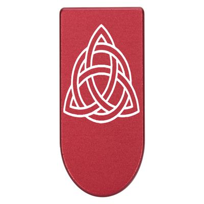NDZ Performance Magazine Base Plate with Finger Extension for Springfield Hellcat 10 Round 9mm  Red Laser Engraved Aluminum  Celtic Knot  USA Made
