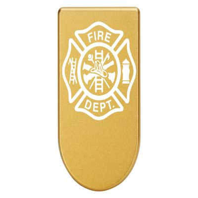 NDZ Performance Magazine Base Plate with Finger Extension for Springfield Hellcat 10 Round 9mm Gold Laser Engraved Aluminum Fire Department Emblem USA Made