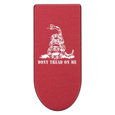 NDZ Performance Magazine Base Plate with Finger Extension for Springfield Hellcat 10 Round 9mm  Red Laser Engraved Aluminum  Don't Tread On Me Snake Squares  USA Made
