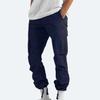 Mans Work Breathable Joggers Pants Streetwear Khaki Baggy Pants with Zipper Pockets Navy S, X-Large view 2