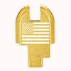 NDZ Performance Slide Cover Back Plate for Springfield Hellcat, Hellcat Pro & Comp  Gold Laser Engraved Anodized Aluminum  USA Made  US Flag view 1