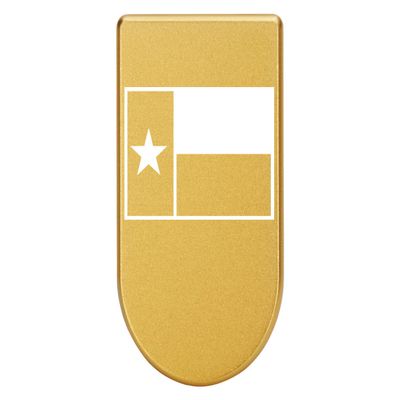 NDZ Performance Magazine Base Plate with Finger Extension for Springfield Hellcat 10 Round 9mm  Gold Laser Engraved Aluminum  Texas State Flag  USA Made