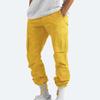 Cargo Pants for Men Relaxed Fit Causal Slim Streetwear Khaki Baggy Pants with Zipper Pockets Yellow S view 2