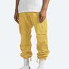 Cargo Pants for Men Relaxed Fit Causal Slim Streetwear Khaki Baggy Pants with Zipper Pockets Yellow S view 4
