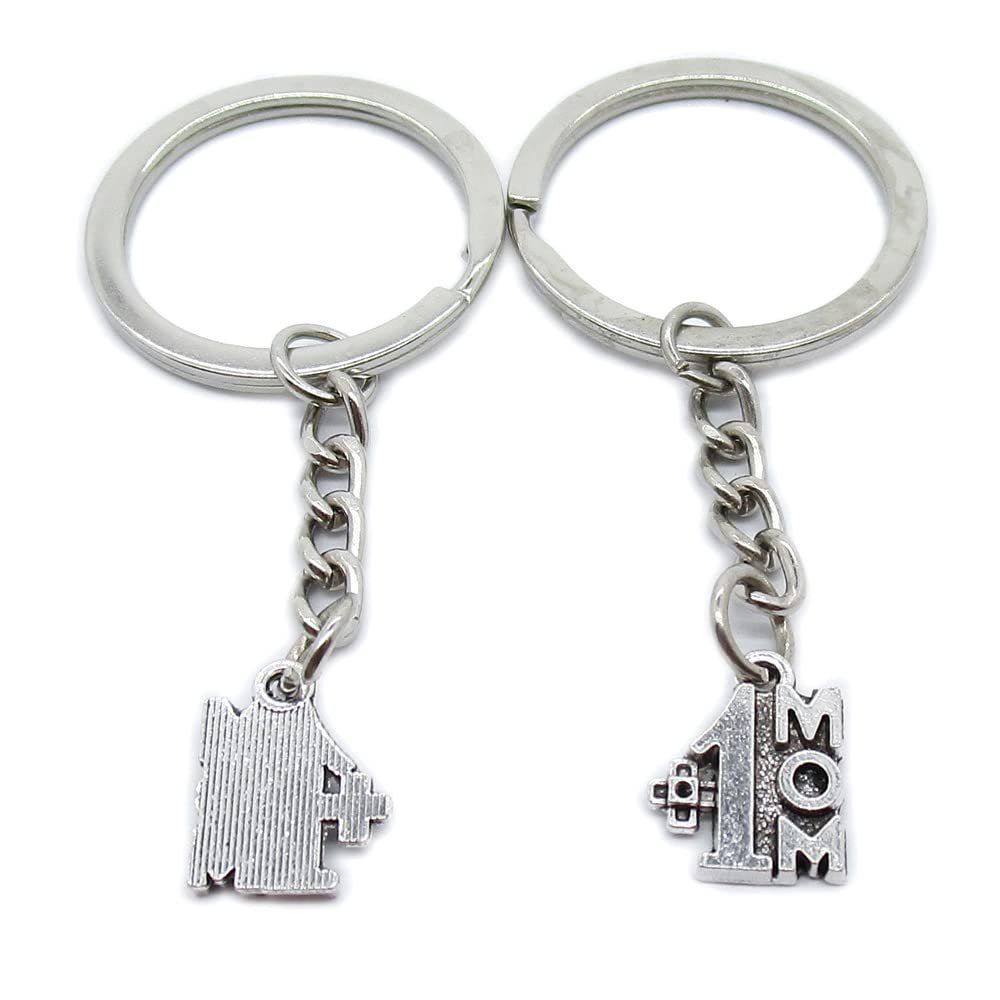 10 Pieces Keychain Keyring Door Car Key Chain Ring Tag Charms Supplies LD3M4F Mom Number One