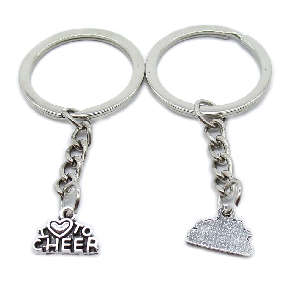 10 Pieces Keychain Keyring Door Car Key Chain Ring Tag Charms Supplies DQ8Y3Y I Love to Cheer