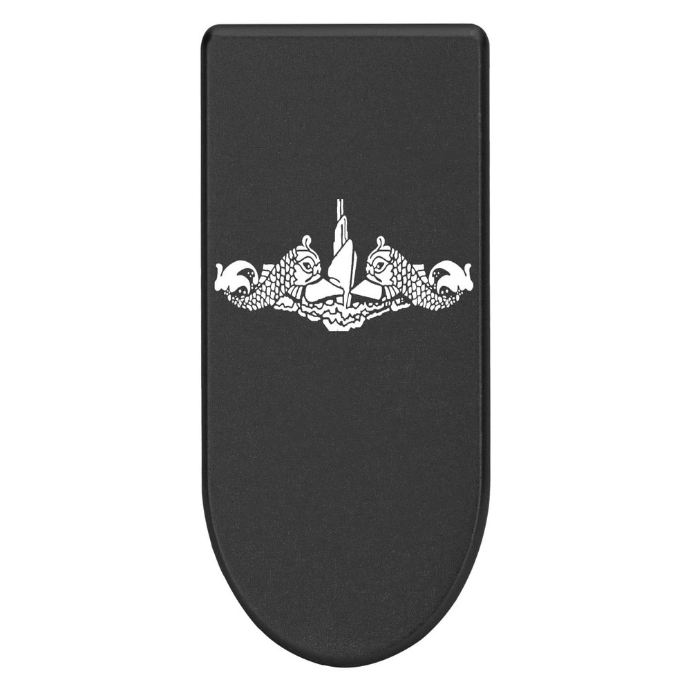 NDZ Performance Magazine Base Plate with Finger Extension for Springfield Hellcat 10 Round 9mm  Black Laser Engraved Aluminum  Submarine Warfare Insignia  USA Made