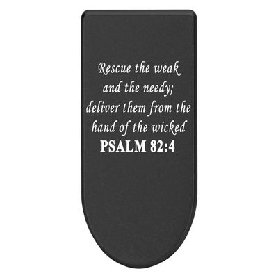 NDZ Performance Magazine Base Plate with Finger Extension for Springfield Hellcat 10 Round 9mm Black Laser Engraved Aluminum Bible Psalm 82:4 USA Made