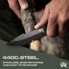 ODENWOLF WOLF-I Full Tang Survival Knife with Sheath - Stylish Tactical Fixed Blade - Made of 440C Steel - For Bushcraft and Camping Survival - Perfect EDC Outdoor Knife with TPE Handle view 2