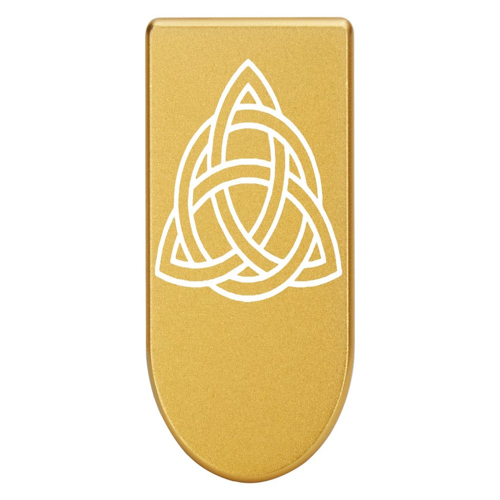 NDZ Performance Magazine Base Plate with Finger Extension for Springfield Hellcat 10 Round 9mm  Gold Laser Engraved Aluminum  Celtic Knot  USA Made