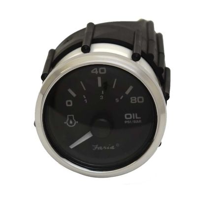 Faria Boat Marine Oil Pressure Gauge GBC040A | 2 Inch Silver Black