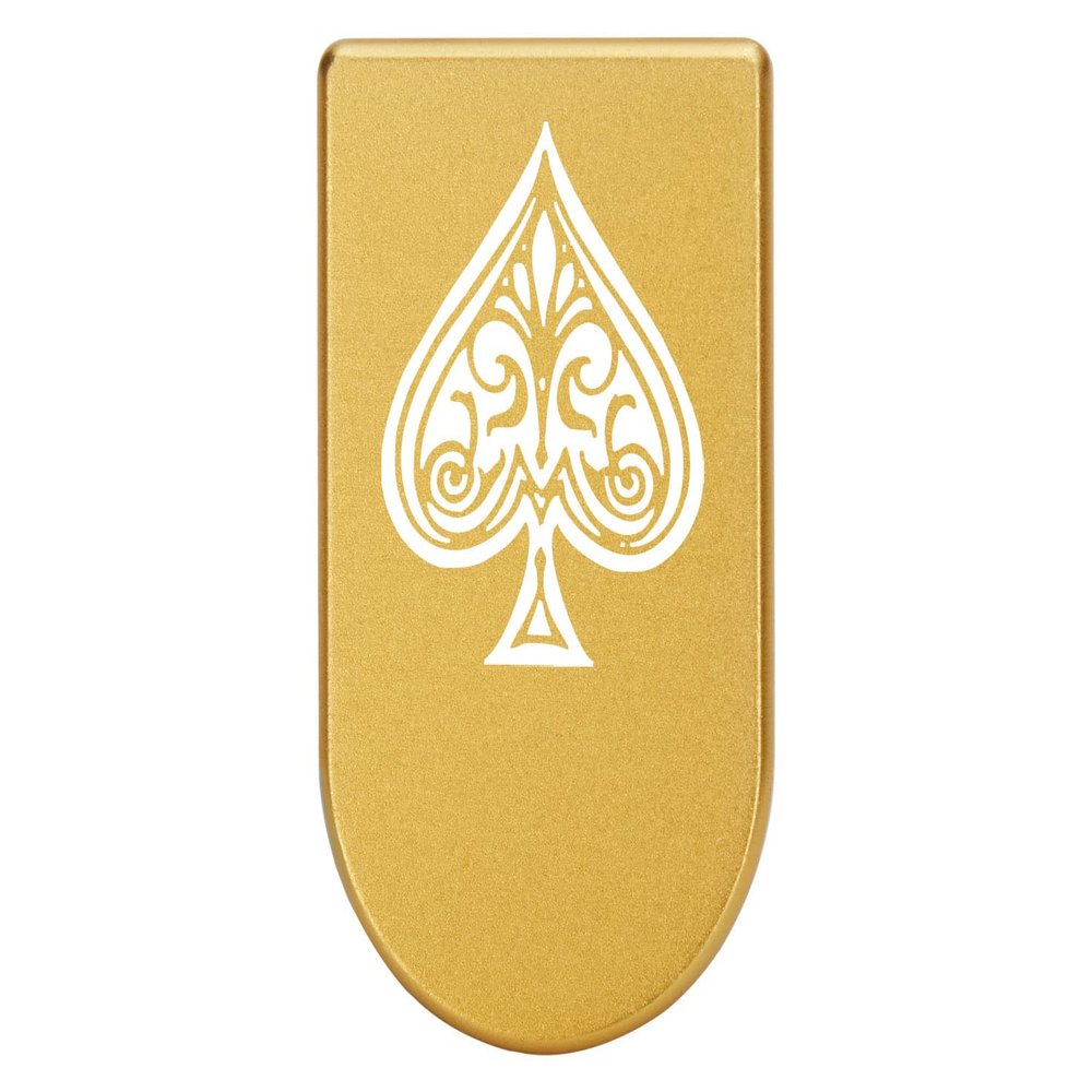 NDZ Performance Magazine Base Plate with Finger Extension for Springfield Hellcat 10 Round 9mm Gold Laser Engraved Aluminum Ace of Spades USA Made