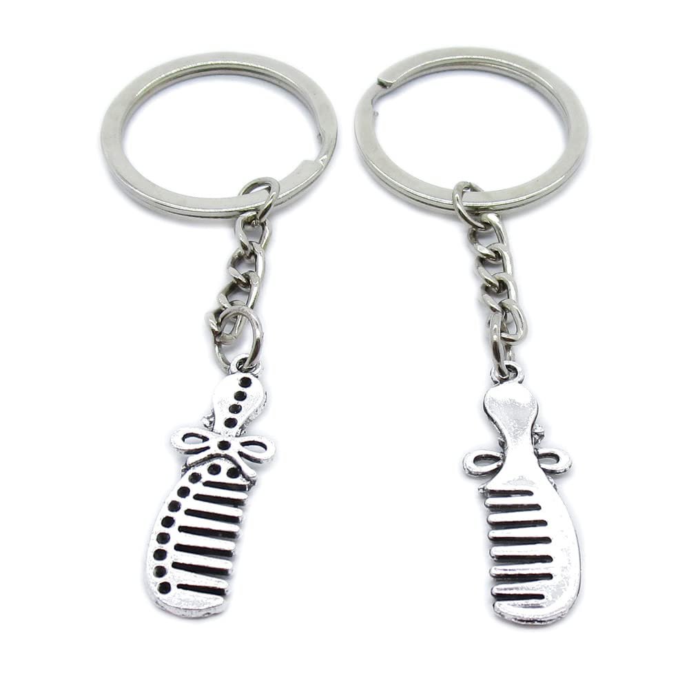 5 Pieces Keychain Keyring Door Car Key Chain Ring Tag Charms Supplies FA6E8H Comb Hair Comb