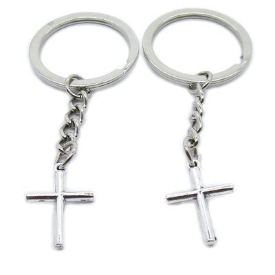 10 Pieces Keychain Keyring Door Car Key Chain Ring Tag Charms Supplies UO8Y4O Jesus Latin Cross