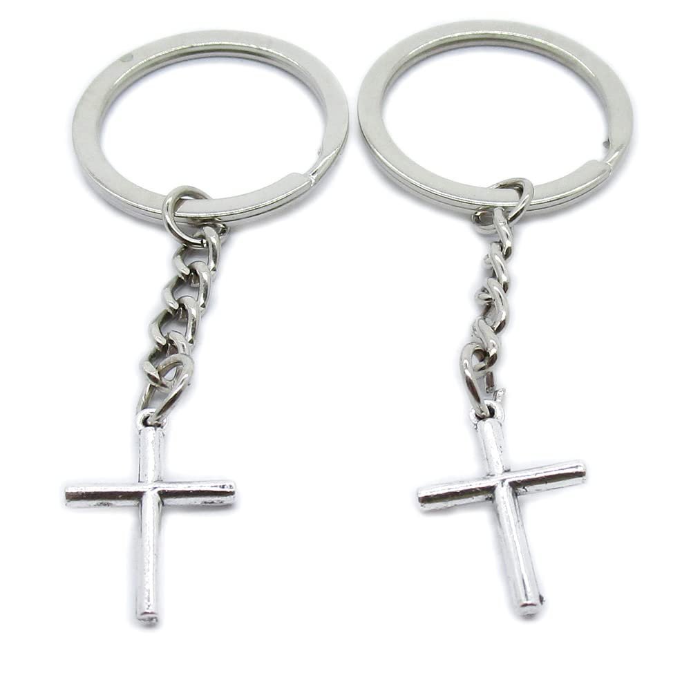 10 Pieces Keychain Keyring Door Car Key Chain Ring Tag Charms Supplies UO8Y4O Jesus Latin Cross