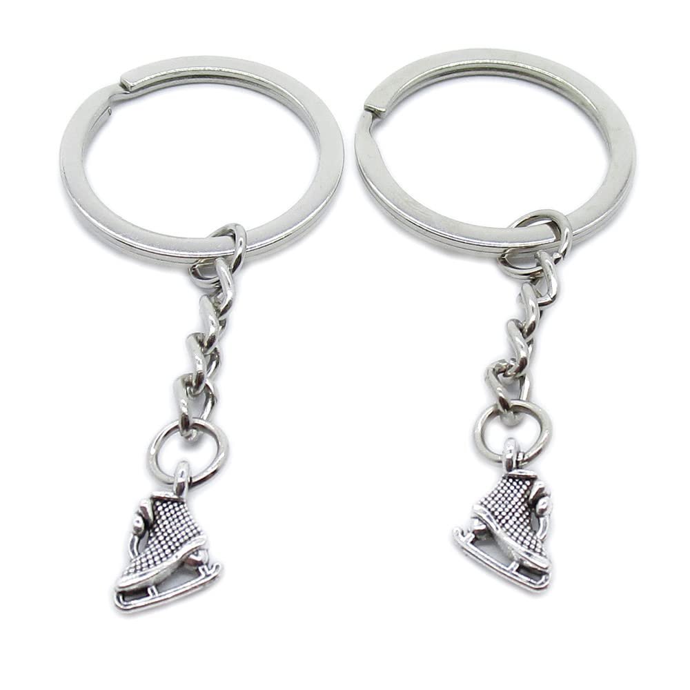 10 Pieces Keychain Keyring Door Car Key Chain Ring Tag Charms Supplies BX2T3W Ice Skate