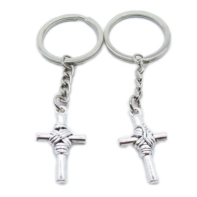 5 Pieces Keychain Keyring Door Car Key Chain Ring Tag Charms Supplies XA6Y6O Latin Cross