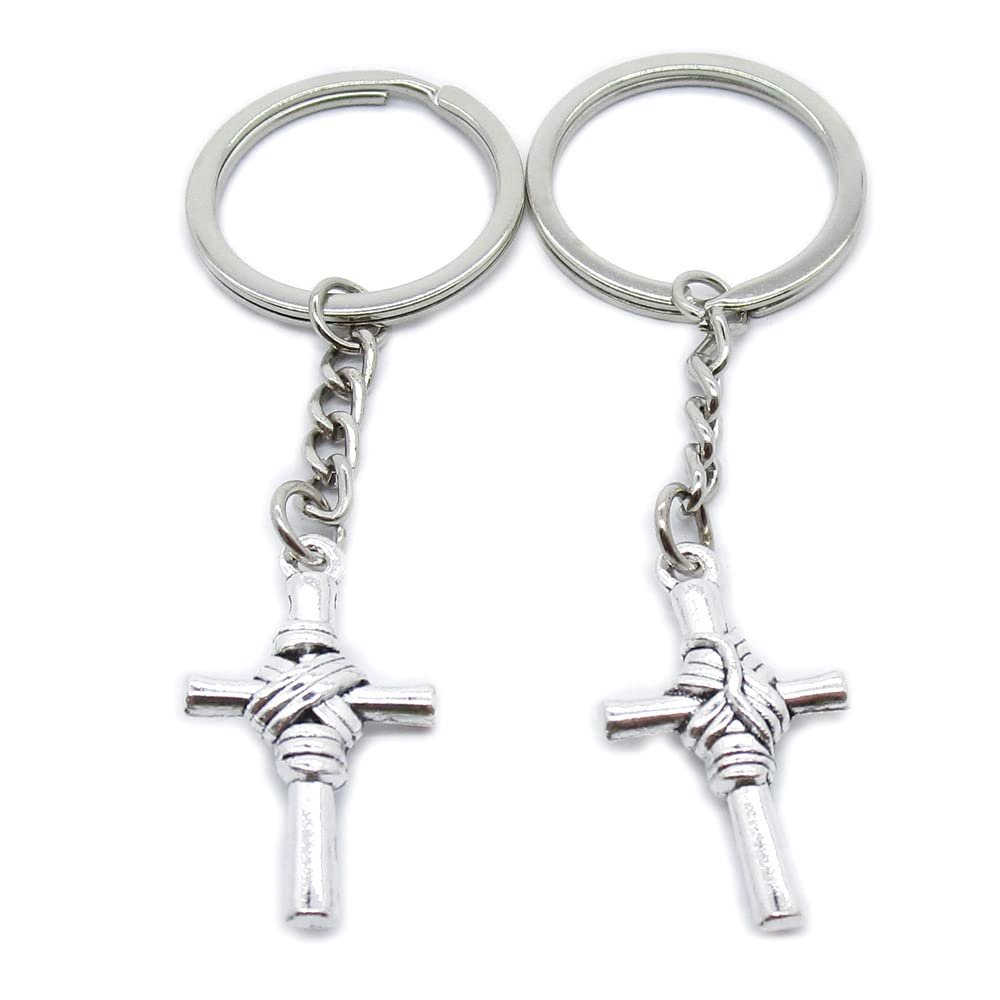 5 Pieces Keychain Keyring Door Car Key Chain Ring Tag Charms Supplies XA6Y6O Latin Cross