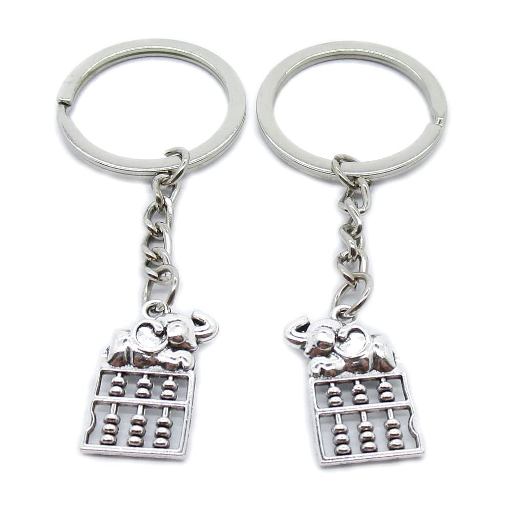 5 Pieces Keychain Keyring Door Car Key Chain Ring Tag Charms Supplies SO4H2C Chinese Abacus
