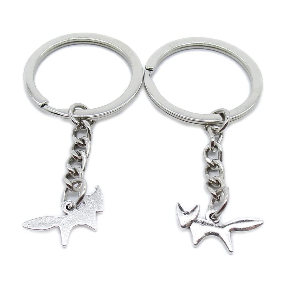 10 Pieces Keychain Keyring Door Car Key Chain Ring Tag Charms Supplies WN1R3B Fox