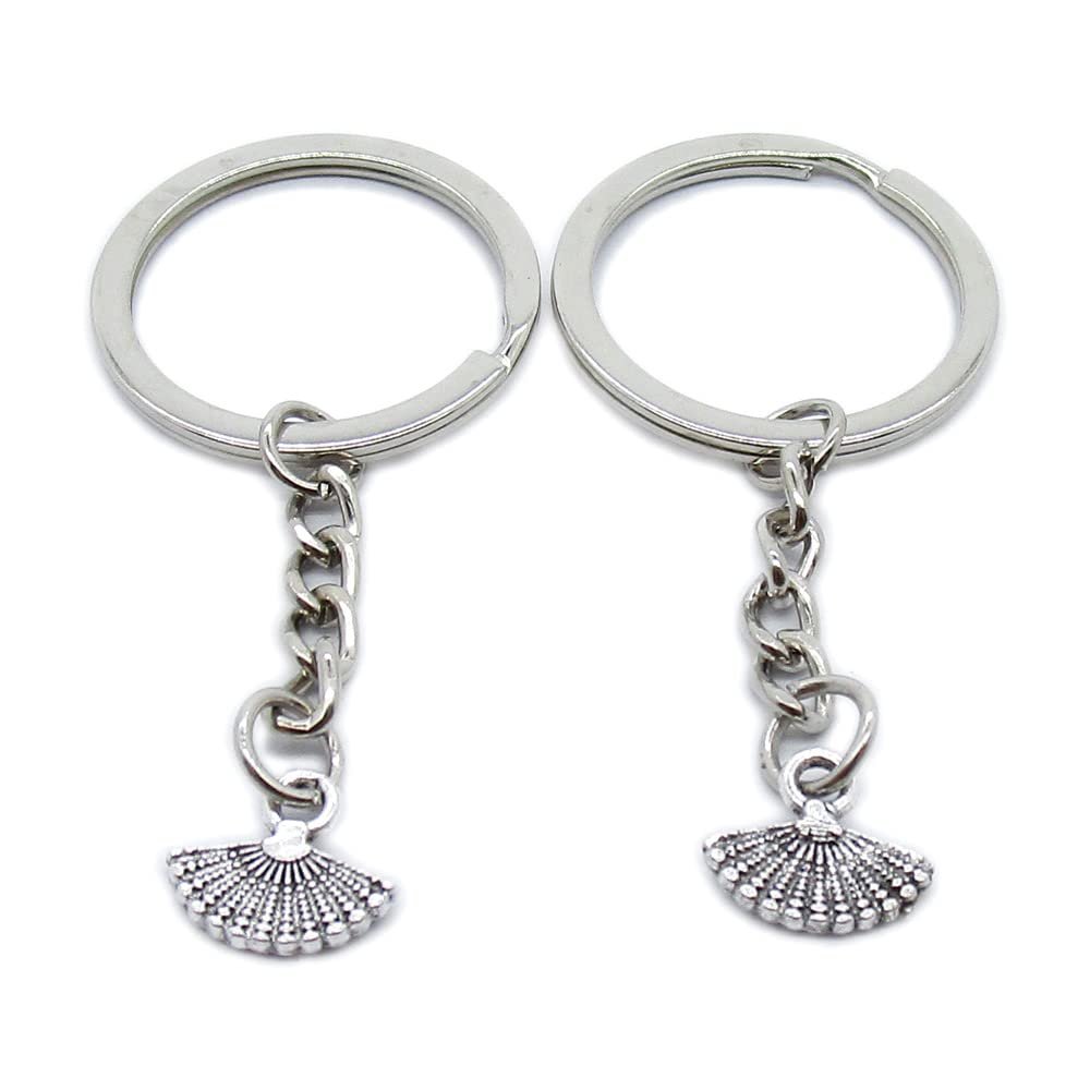 10 Pieces Keychain Keyring Door Car Key Chain Ring Tag Charms Supplies FO1L3R Folding Fan