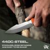 ODENWOLF WOLF-I Full Tang Survival Knife with Sheath - Stylish Tactical Fixed Blade - Made of 440C Steel - Bushcraft and Camping Knife Survival - Perfect EDC Outdoor Knife with TPE Handle view 2