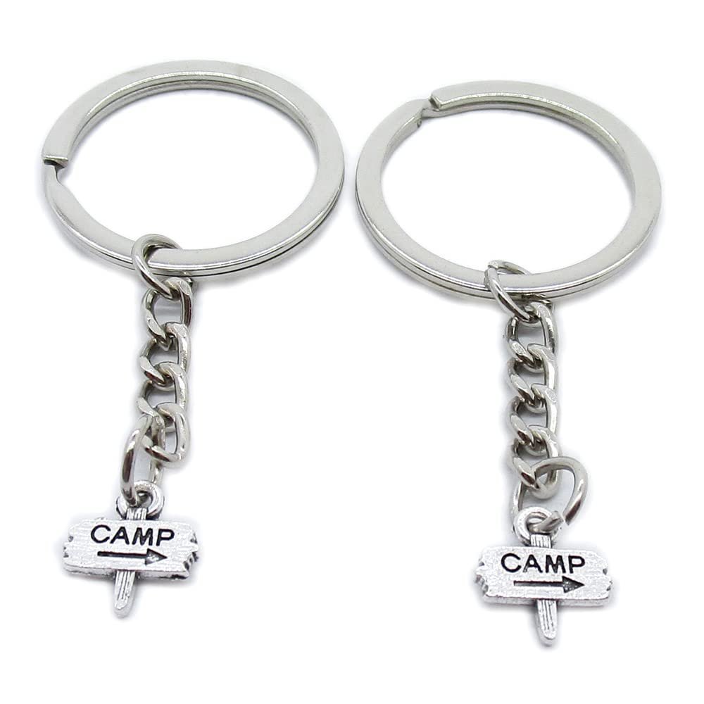 10 Pieces Keychain Keyring Door Car Key Chain Ring Tag Charms Supplies BE1M8H Camping Camp Sign