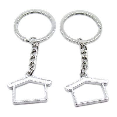 10 Pieces Keychain Keyring Door Car Key Chain Ring Tag Charms Supplies OU3W1O House Cabochon Frame