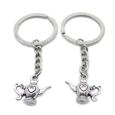 100 Pieces Keychain Keyring Door Car Key Chain Ring Tag Charms Supplies PE3F3C Flagon Wine Pot Teapot