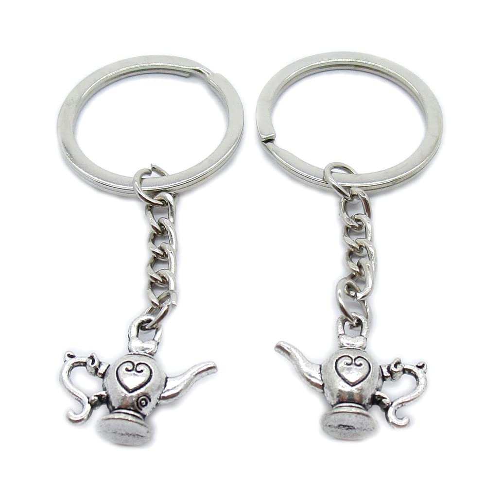 100 Pieces Keychain Keyring Door Car Key Chain Ring Tag Charms Supplies PE3F3C Flagon Wine Pot Teapot