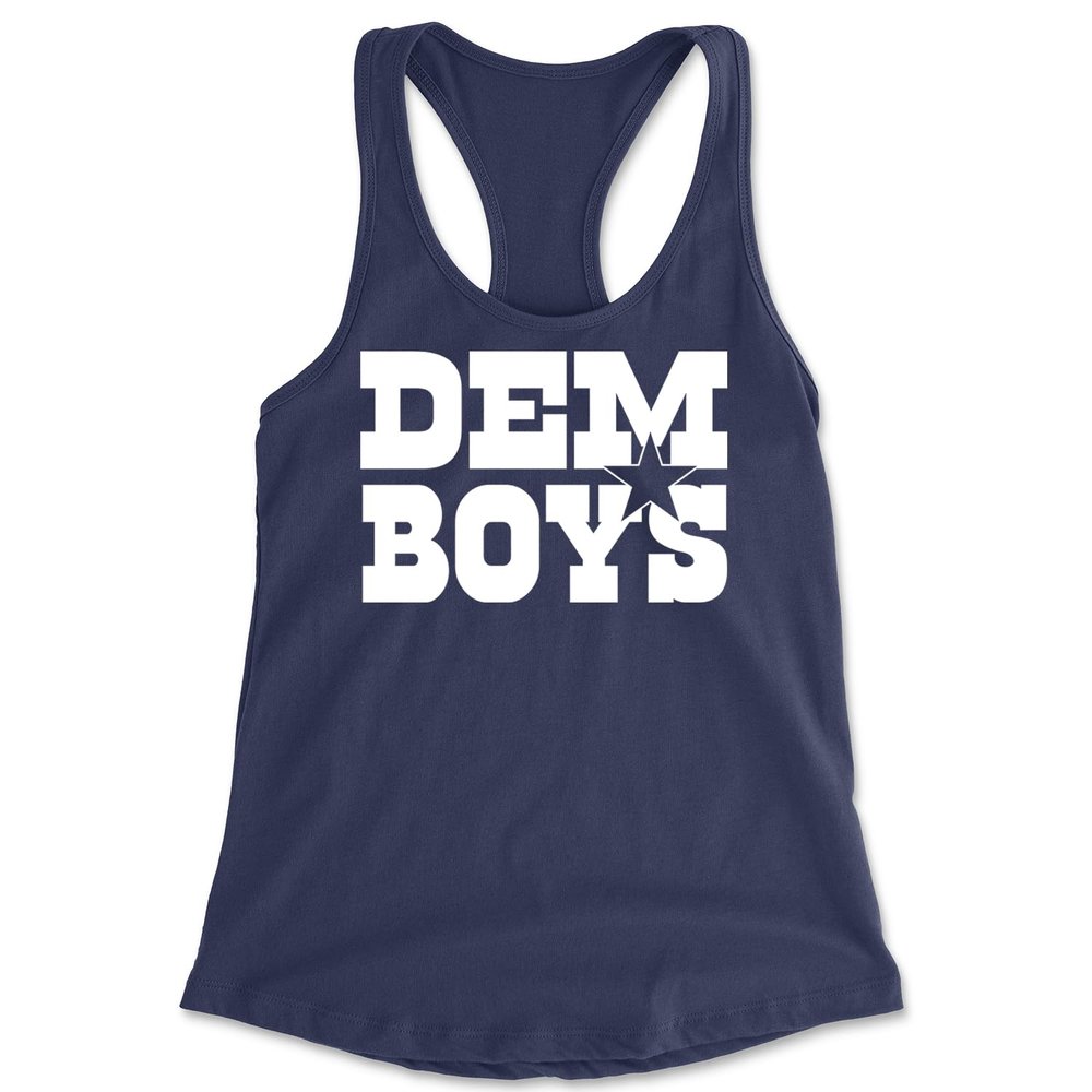 Expression Tees Racerback Dem Boys Dallas XX-Large Navy Blue Ladies Tank Top