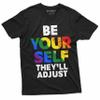 Be Yourself They Will Adjust T-Shirt LGBTQ Men's Unisex Women's Pride Month Tee (X-Large Military Green) view 2