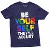 Be Yourself They Will Adjust T-Shirt LGBTQ Men's Unisex Women's Pride Month Tee (X-Large Military Green) view 4