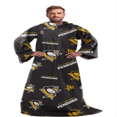 Northwest NHL Pittsburgh Penguins Toss Silk Touch Comfy Throw with Sleeves 48" x 71"