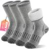Anlisim Wool Socks, Thermal Winter Warm Thick Merino Wool Hiking Socks for Kids & Teens, 4 Pairs (4-7 Years, Gray) view 1