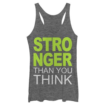 Fifth Sun Chin Up Think Women's Racerback Tank Top, Gray Heather, X-Large