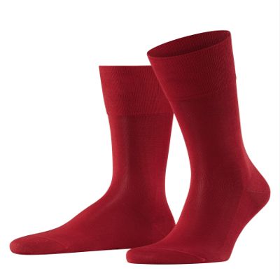FALKE Men's Tiago Cotton Dress Socks, Scarlet, 11-12