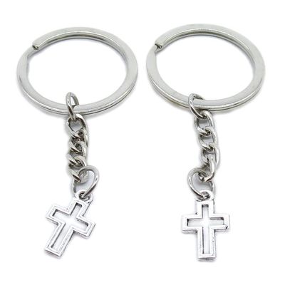 10 Pieces Keychain Keyring Door Car Key Chain Ring Tag Charms Supplies GN3N0P Latin Cross