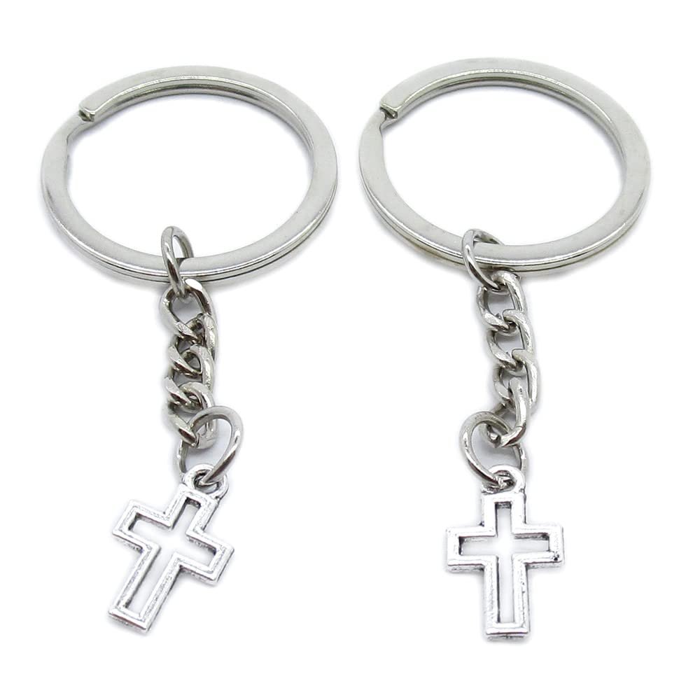 10 Pieces Keychain Keyring Door Car Key Chain Ring Tag Charms Supplies GN3N0P Latin Cross