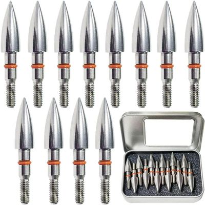 100 Grains Premium Stainless Steel Archery Target Field Points arrowheads,5/16" Archery Arrow Field Points Bullet PointsScrew in Archery Field Tips and Broadheads (1 Dozen 12 PCS)