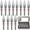100 Grains Premium Stainless Steel Archery Target Field Points arrowheads,5/16" Archery Arrow Field Points Bullet PointsScrew in Archery Field Tips and Broadheads (1 Dozen 12 PCS)