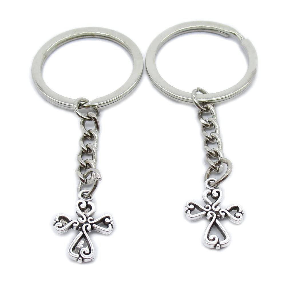 10 Pieces Keychain Keyring Door Car Key Chain Ring Tag Charms Supplies TY7O2V Cross