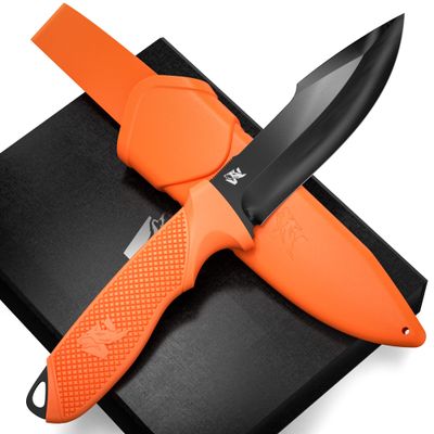 ODENWOLF WOLF-I Full Tang Survival Knife with Sheath - Stylish Tactical Fixed Blade - Made of 440C Steel - Bushcraft and Camping Knife Survival - Perfect EDC Outdoor Knife with TPE Handle