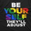 Be Yourself They Will Adjust T-Shirt LGBTQ Men's Unisex Women's Pride Month Tee (Large Navy Blue) view 3