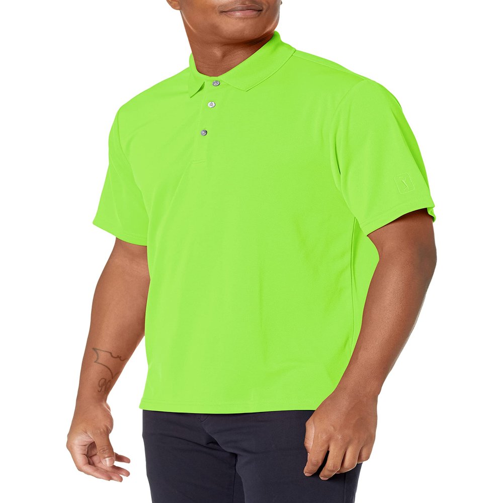 PGA Tour Men's Airflux Solid Mesh Short Sleeve Classic Golf Polo Shirt (Available in Big & Tall), Jasmine Green 2.0, Large