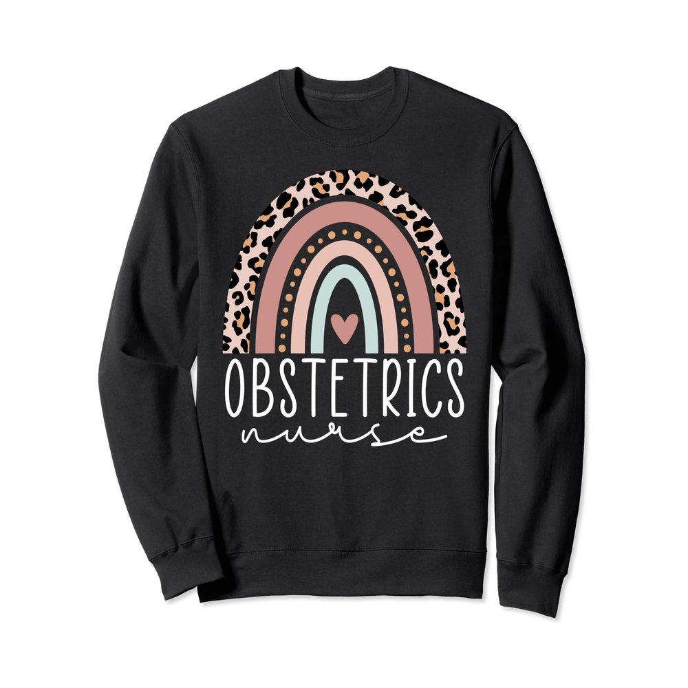 Funny Obstetrics Nurse Leopard Rainbow, OB Nurse Graduation Sweatshirt