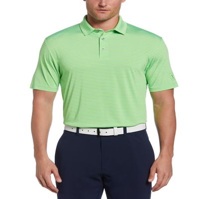 PGA Tour Men's Short Sleeve Single Feeder Stripe Polo Shirt, Jasmine Green, X-Large