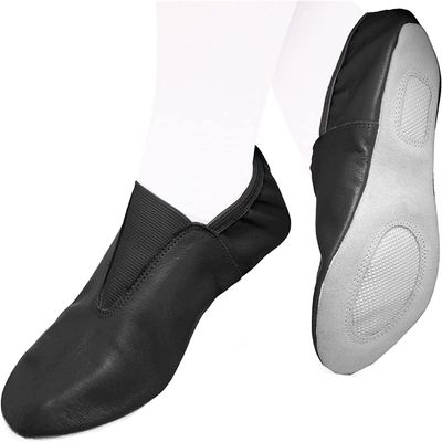 Adult Gymnastic Shoes - Trampoline & Tumbling - Agility Gym Shoes, Goat Leather Slip-ons, Rubber Sole (9) - Black