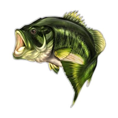 Fish Largemouth Bass Precision Cut Decal (6"w X 5.2"h)